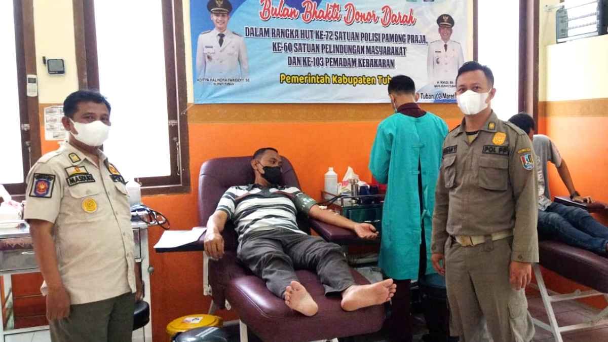 Peringati HUT ke-72, Satpol-PP Tuban Gelar Donor Darah