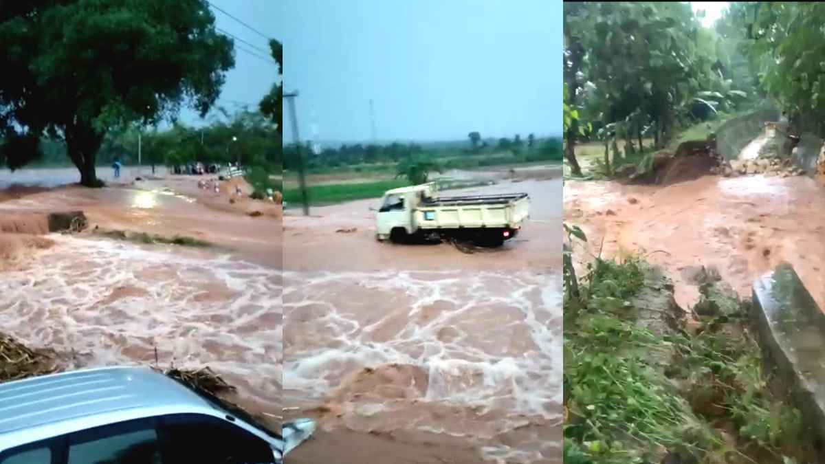 Satu Mobil Hanyut dan Truk Lain Terjebak Banjir di Kerek