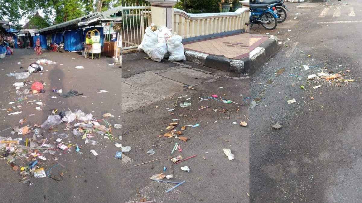 Sampah Berserakan di Depan Gedung Pemkab Tuban Ganggu Pemandangan, Salah PKL?