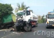 Truk Tangki dan Dum Truk Tabrakan di Jalur Pantura Tuban, Dua Orang Patah Tulang